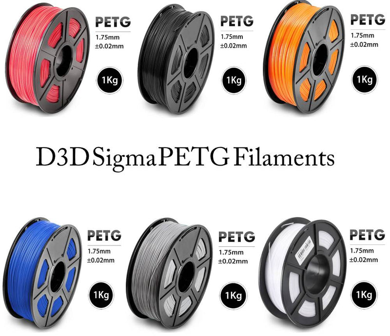 D3D Sigma PETG 1kg 1.75 mm  Spooled Various Colors - Digitmakers.ca providing 3d printers, 3d scanners, 3d filaments, 3d printing material , 3d resin , 3d parts , 3d printing services