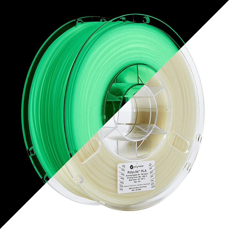 PolyMaker PolyLite™ Glow in the Dark PLA (1.75mm 1000g) - Green - Digitmakers.ca
