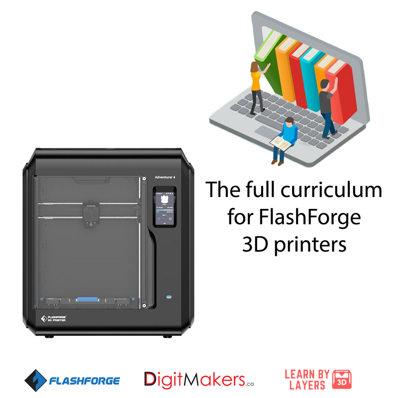 Flashforge Adventurer 4 3D Printer (Special Edition) & Learn By Layers The Full Curriculum Bundle - Digitmakers.ca