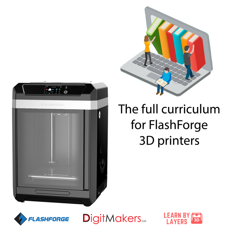 Flashforge Guider 3 3D Printer-ETL Certified & Learn By Layers The Full Curriculum Bundle - Digitmakers.ca