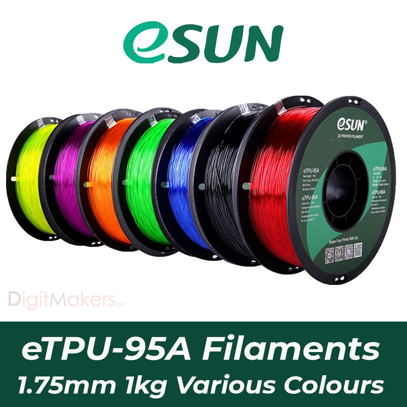 eSUN eTPU-95A Filament - 1.75mm 1kg Various Colors - Digitmakers.ca