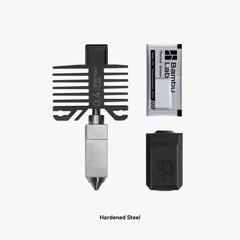 Bambu Lab Hotend with Hardened/Stainless Steel Nozzle (Various Sizes)  - X1 & P1 Series