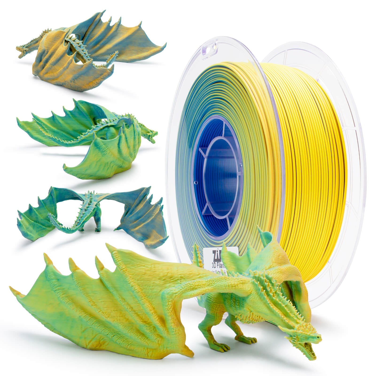ZIRO Triple Color Co-extrusion Matte PLA Filament - 1kg, 1.75mm