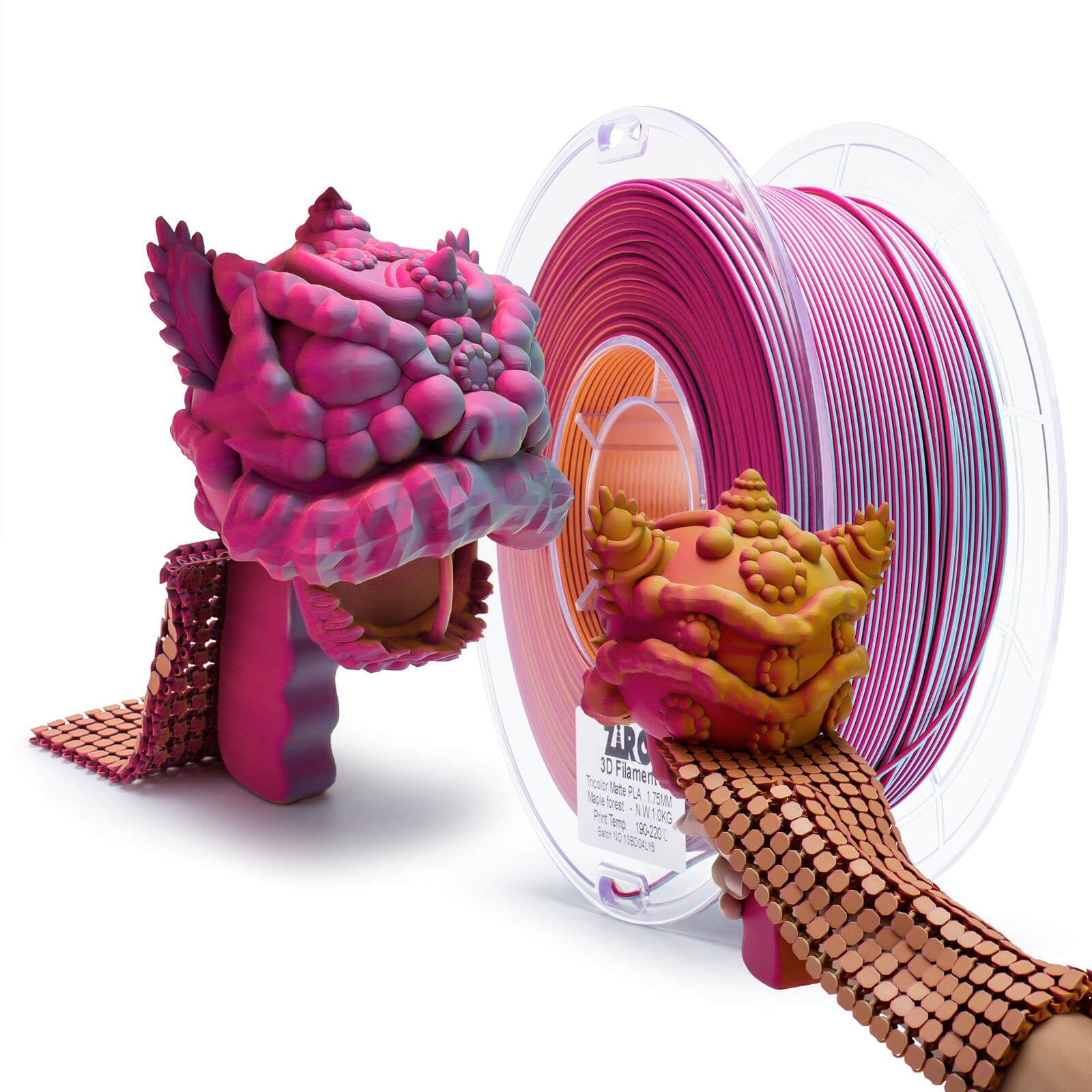 ZIRO Triple Color Co-extrusion Matte PLA Filament - 1kg, 1.75mm