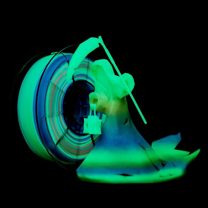 ZIRO Gradient Color Glow in Dark Rainbow PLA Filament - 1kg, 1.75mm, GID rainbow