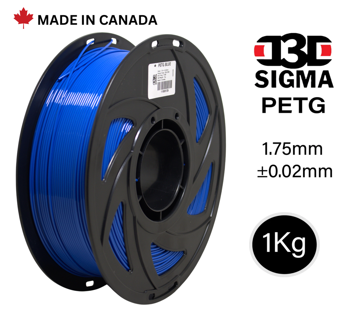 D3D Sigma PETG 1kg 1.75 mm Spooled Various Colors