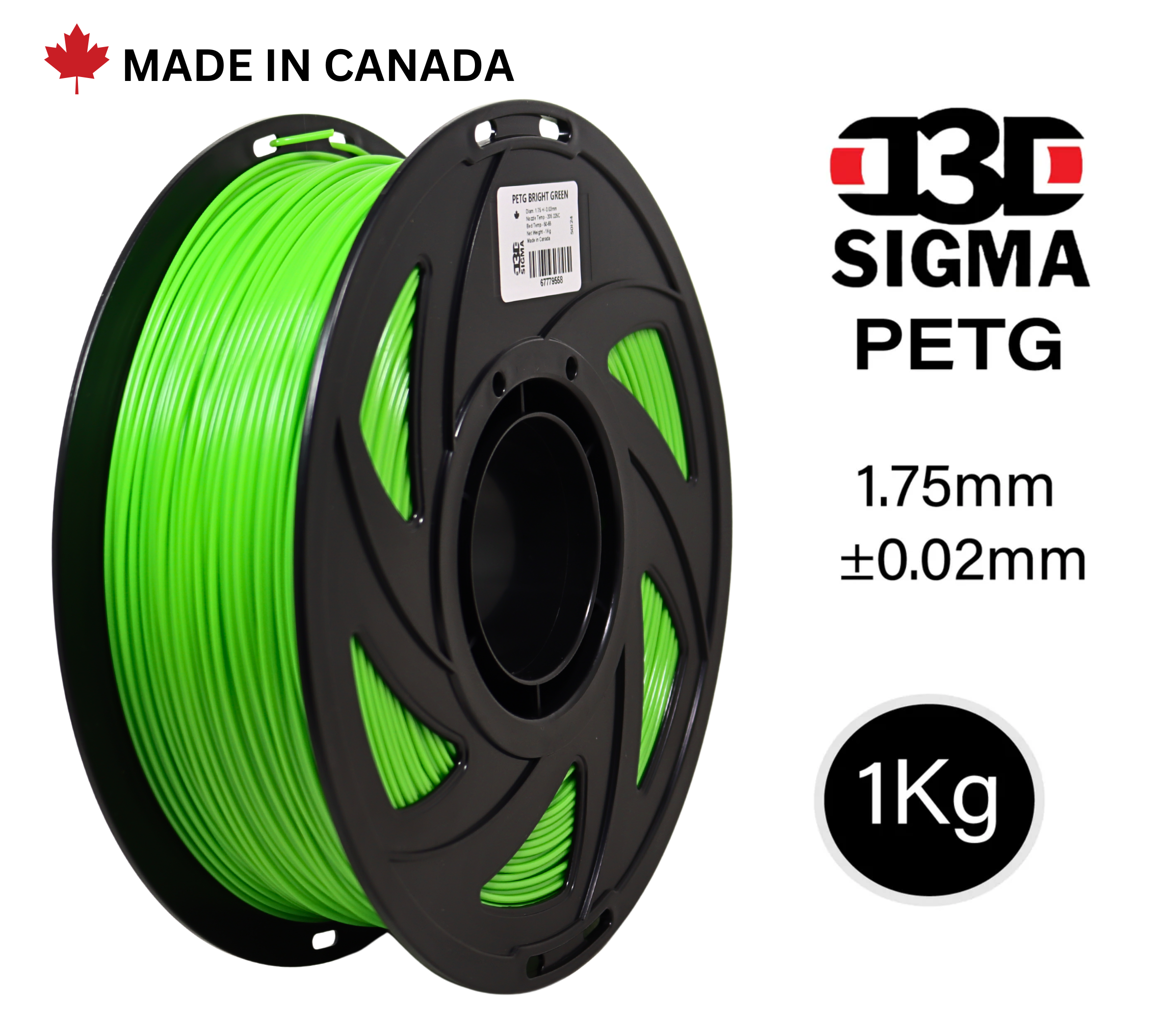 D3D Sigma PETG 1kg 1.75 mm Spooled Various Colors