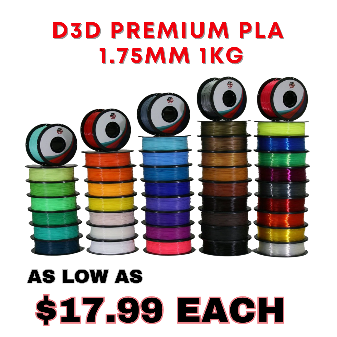 D3D Premium PLA 1.75mm - 1 kg- Various Colors