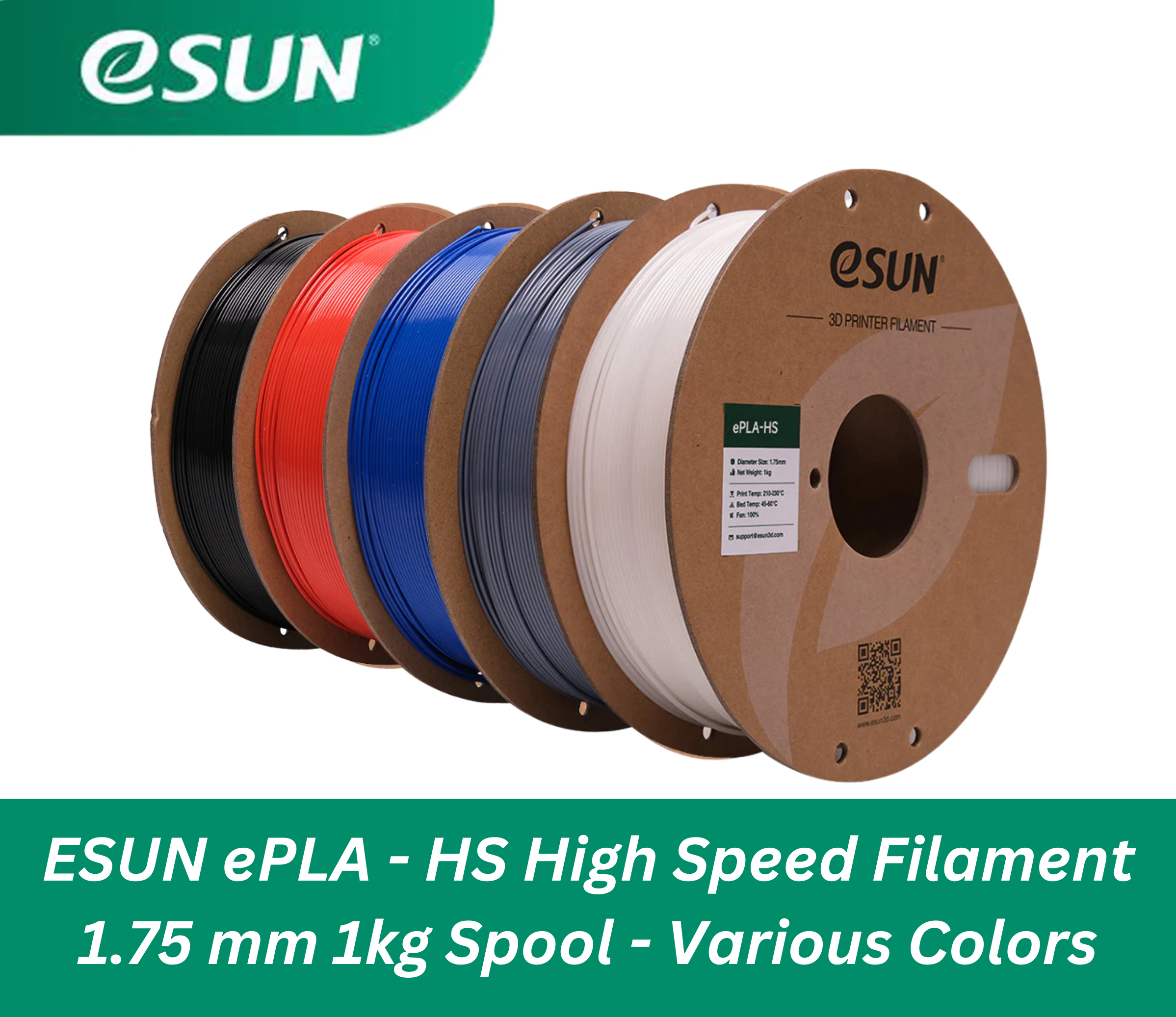 ESUN ePLA - HS High Speed Filament 1kg, 1.75mm - Various Colours