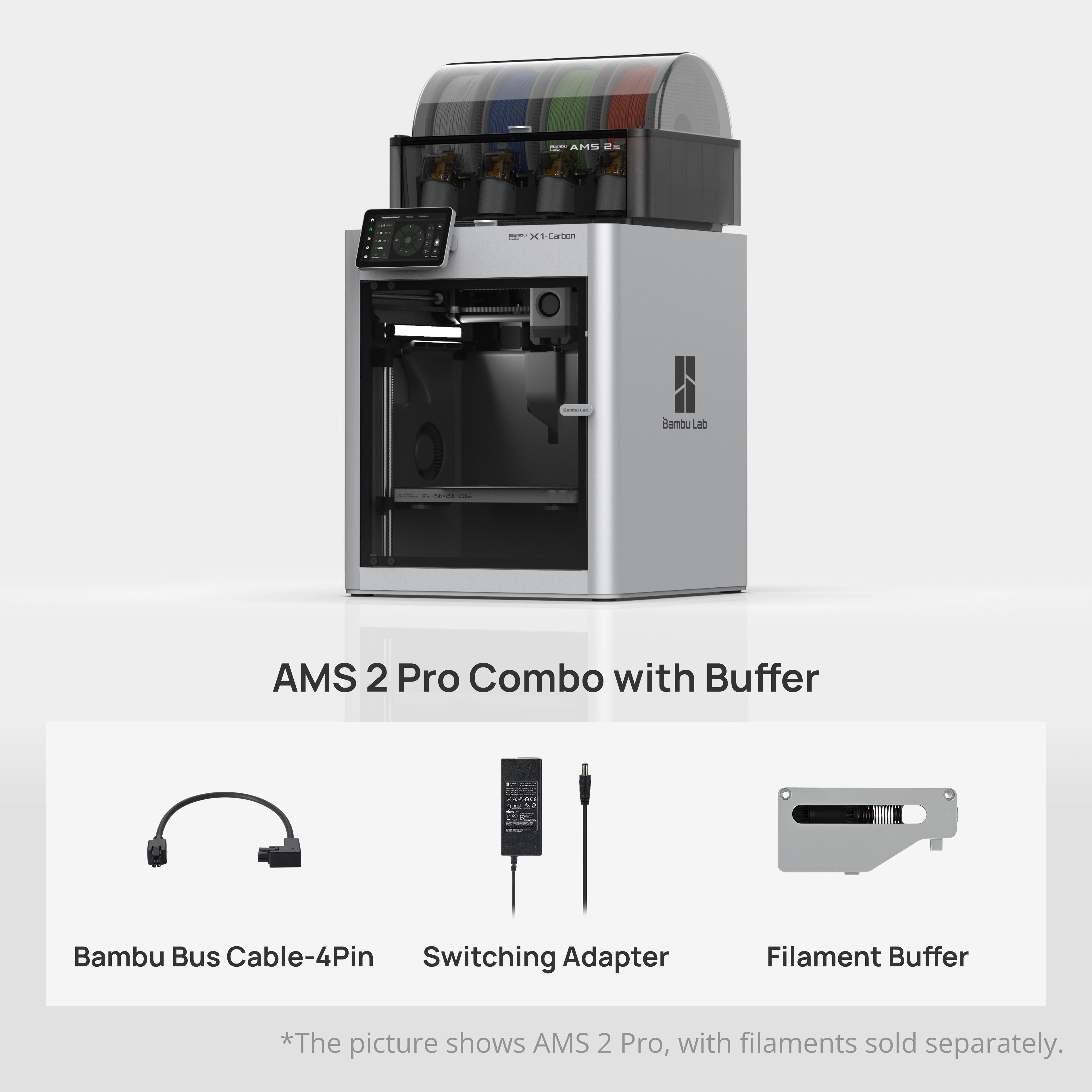 Bambu Lab X1 Carbon (AMS 2 Pro Combo with Buffer) 3D Printer - cTUV Certified