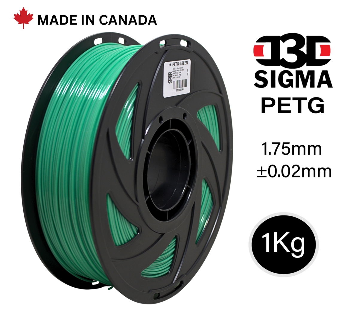 D3D Sigma PETG 1kg 1.75 mm Spooled Various Colors