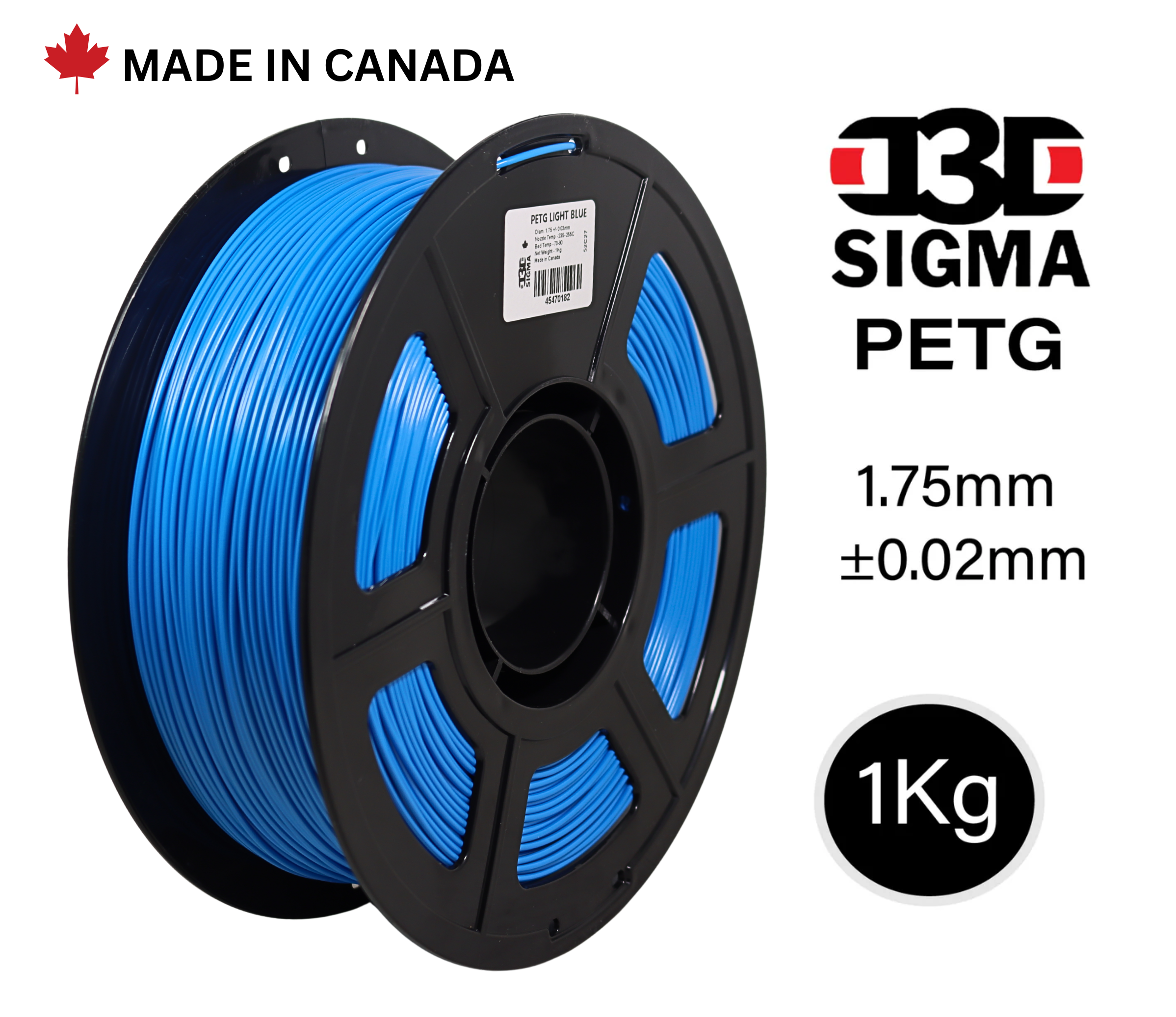 D3D Sigma PETG 1kg 1.75 mm Spooled Various Colors