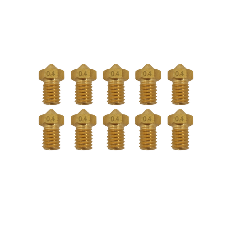 M6 Brass Nozzle - Pack of 10 - 0.4mm