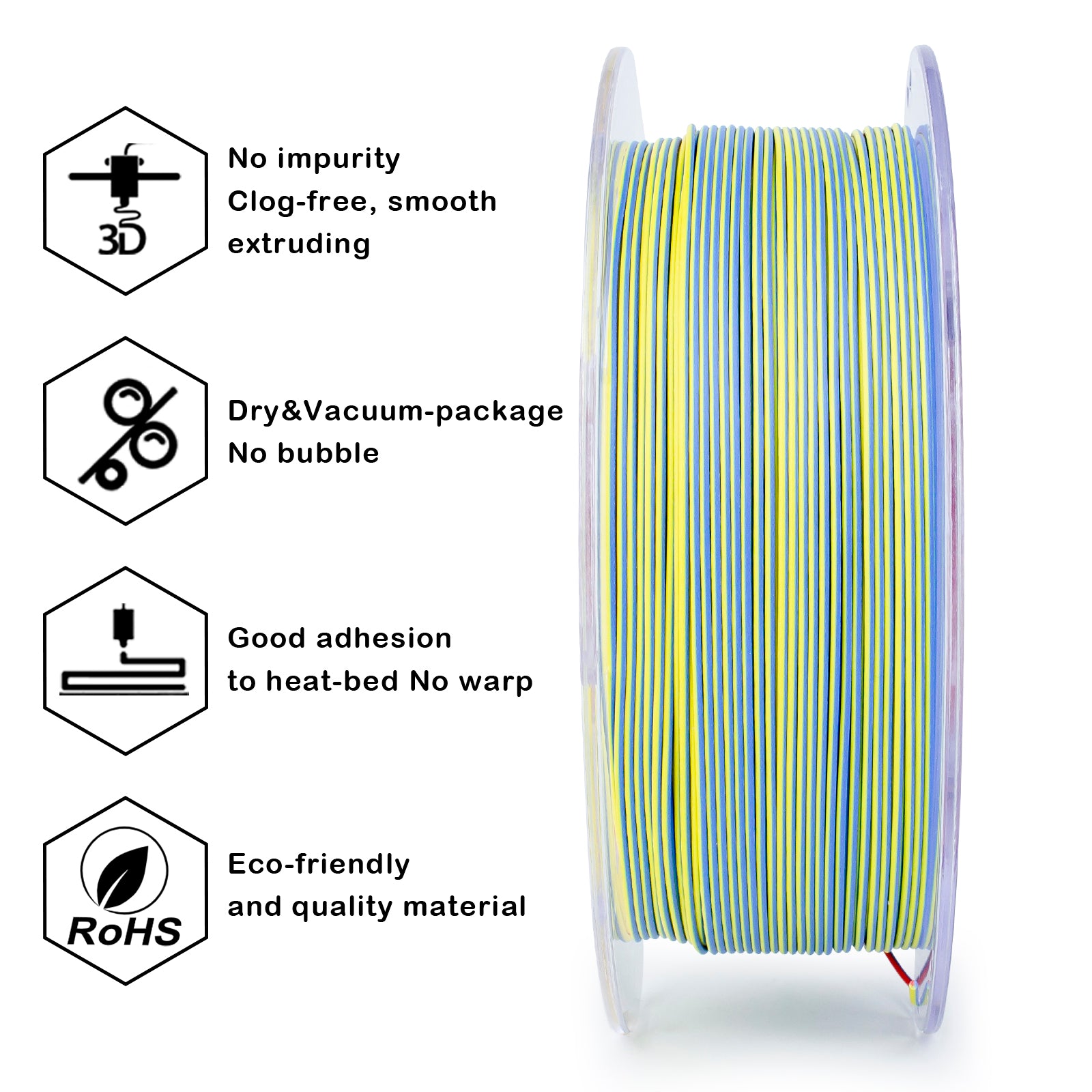 ZIRO Triple Color Co-extrusion Matte PLA Filament - 1kg, 1.75mm
