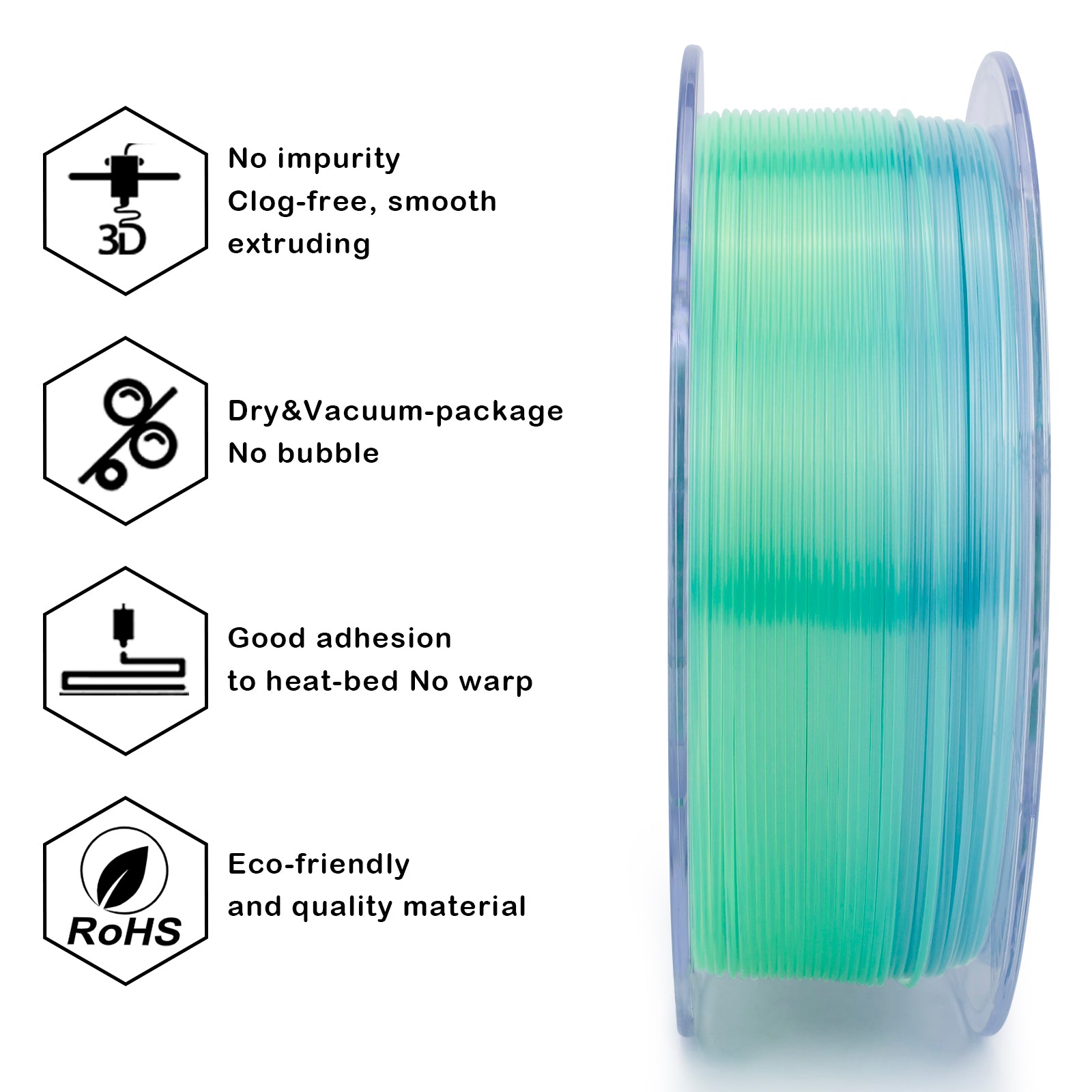 ZIRO Gradient Color Translucent PLA Filament - 1kg, 1.75mm, Season series