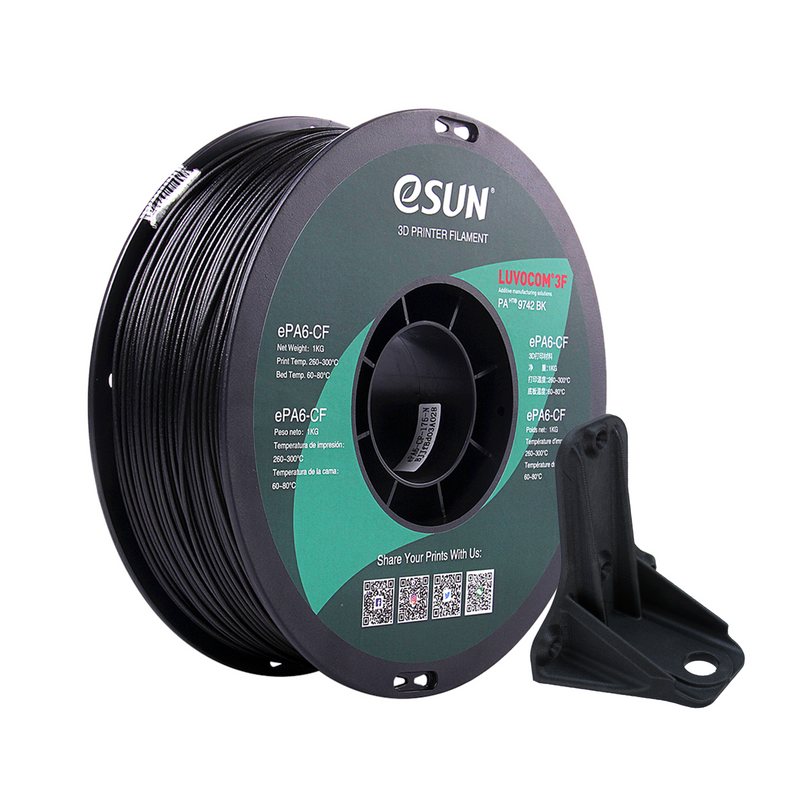 eSUN ePAHT-CF (ePA6-CF) High Temperature Nylon Carbon Fiber - 1.75mm 750g Spool Natural Black - Digitmakers.ca