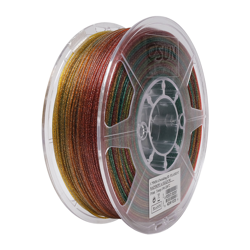eSun eTwinkling Rainbow-A Glitter PLA 3D Print Filament 1.75mm 1kg - Digitmakers.ca