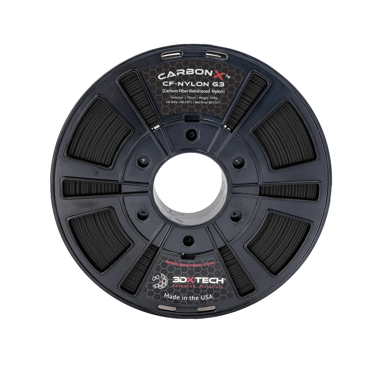 CARBONX™ Carbon Fiber Nylon 6 (Gen 3) Filament - Black 1.75mm 500g - Digitmakers.ca