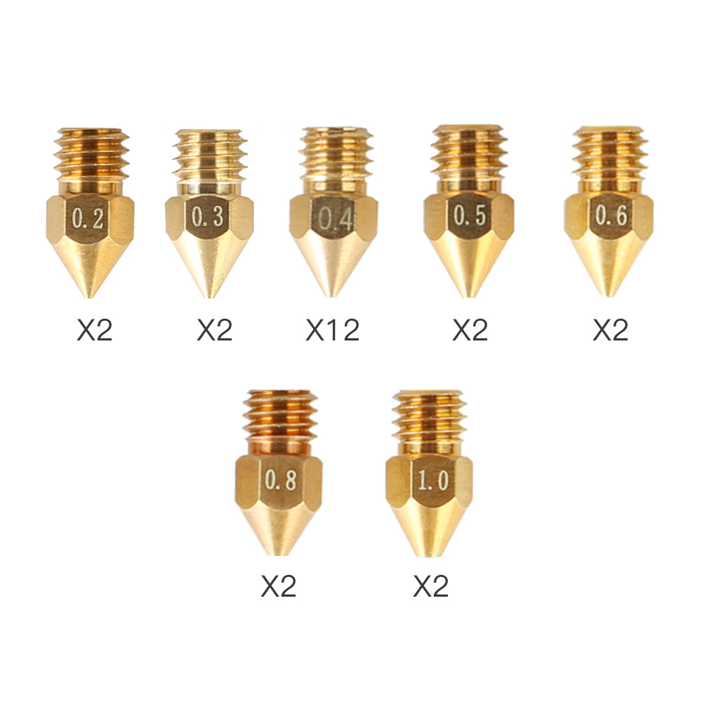 Official Creality Brass MK8 Nozzle Kit 1.75mm - (24 pieces) - Digitmakers.ca
