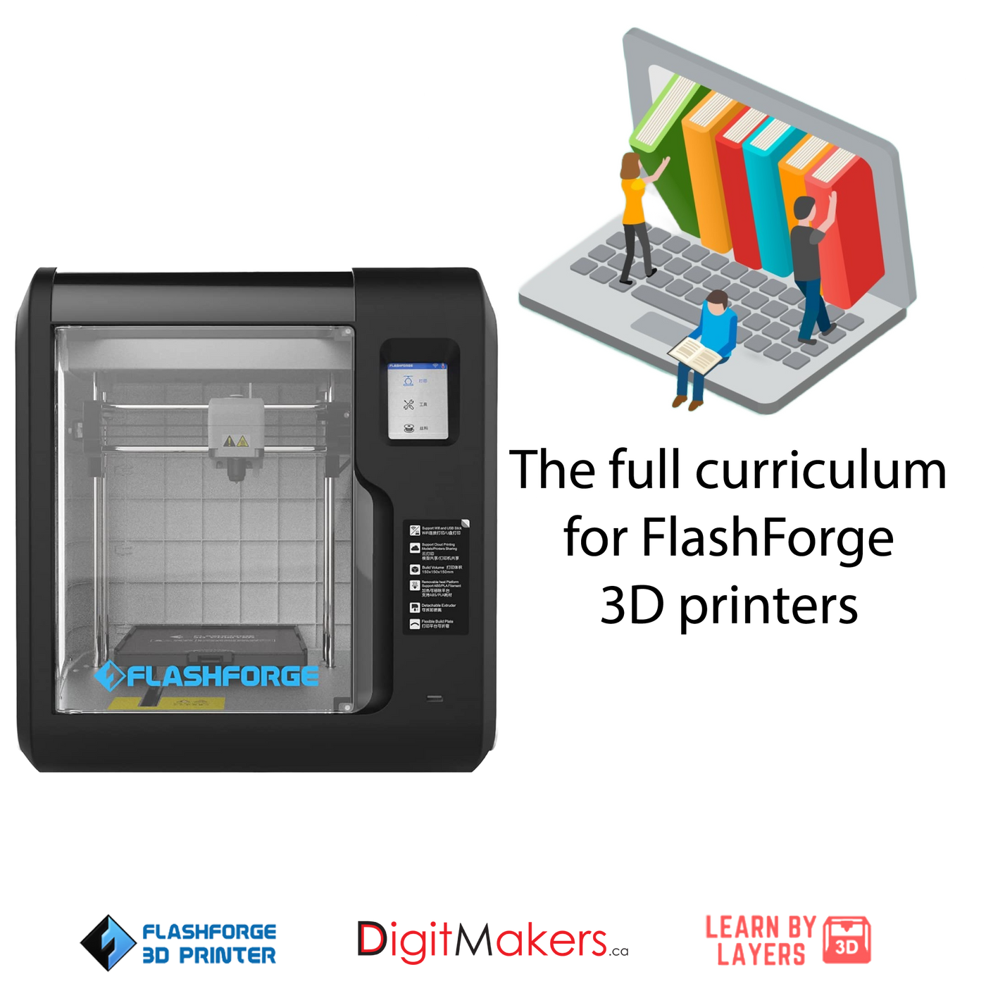 Flashforge Adventurer 3 3D Printer-ETL Certified & Learn By Layers The Full  Curriculum Bundle