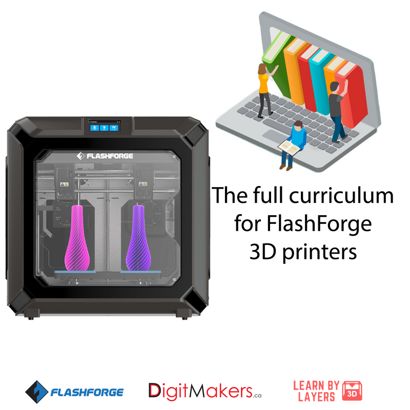 Flashforge Creator 3 Pro 3D Printer & Learn By Layers The Full Curriculum Bundle - Digitmakers.ca