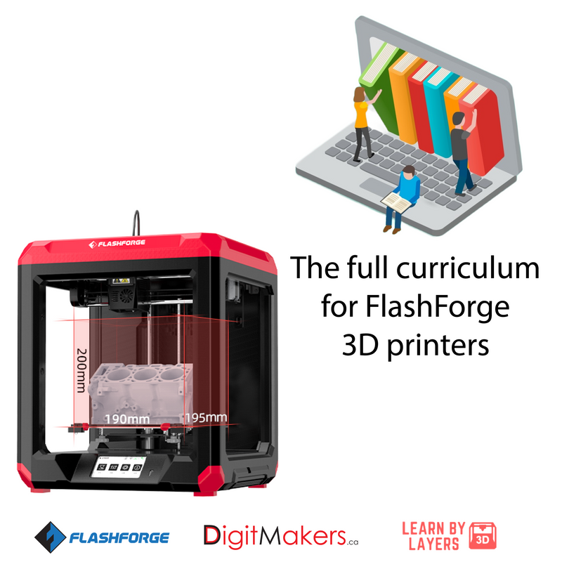 Flashforge Finder 3 3D Printer-ETL Certified & Learn By Layer The full curriculum Bundle - Digitmakers.ca