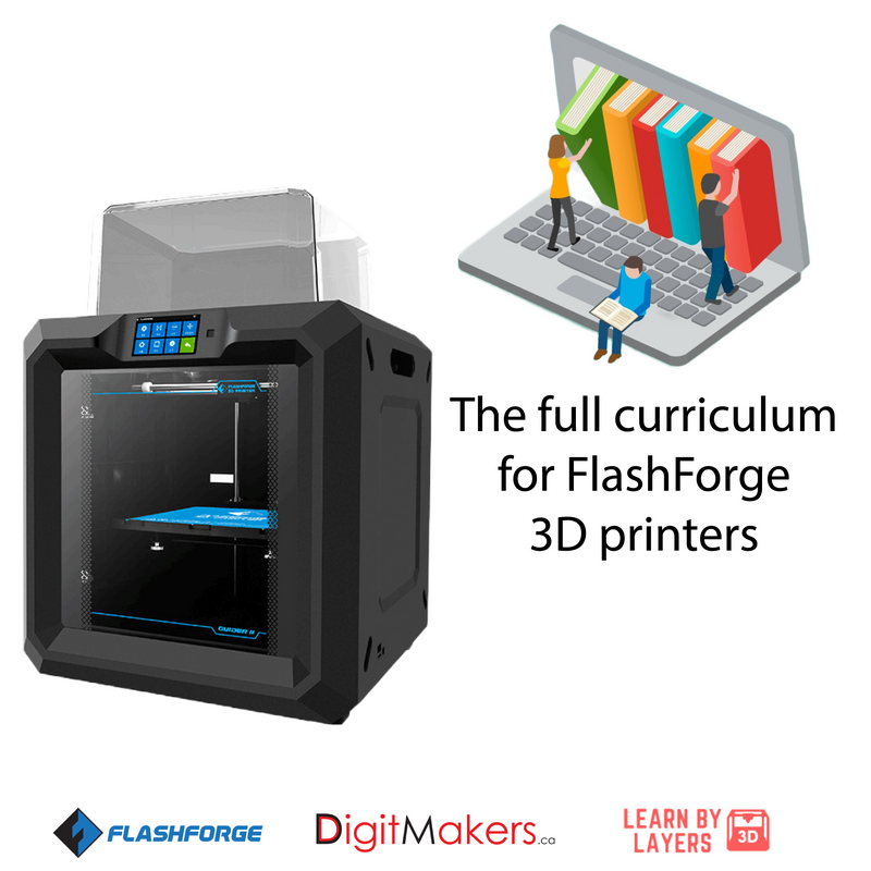Flashforge Guider 2S 3D Printer & Learn By Layers The Full Curriculum Bundle - Digitmakers.ca