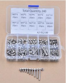 M3 Screw Set 240 pcs - Digitmakers.ca providing 3d printers, 3d scanners, 3d filaments, 3d printing material , 3d resin , 3d parts , 3d printing services