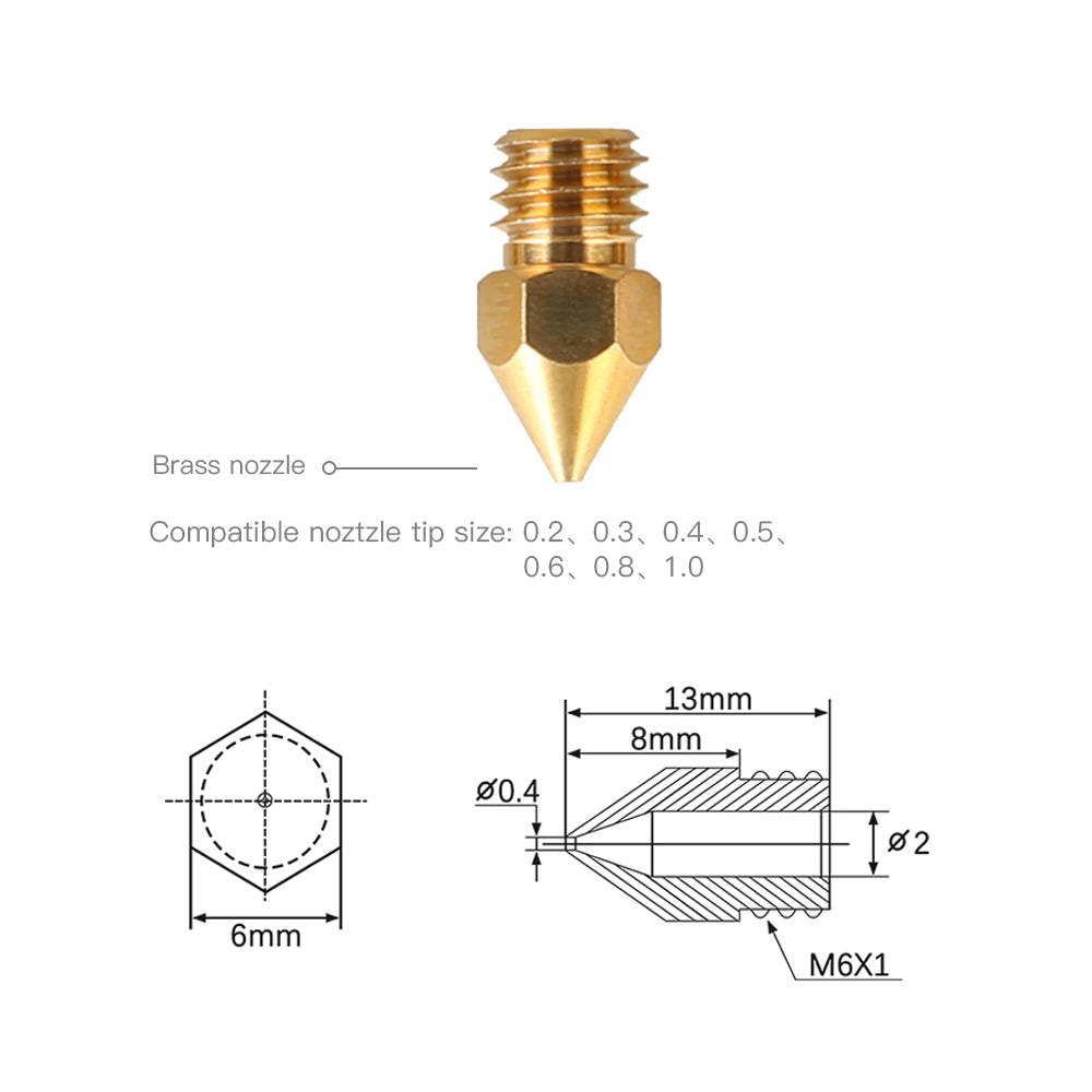 Official Creality Brass MK8 Nozzle Kit 1.75mm - (24 pieces) - Digitmakers.ca