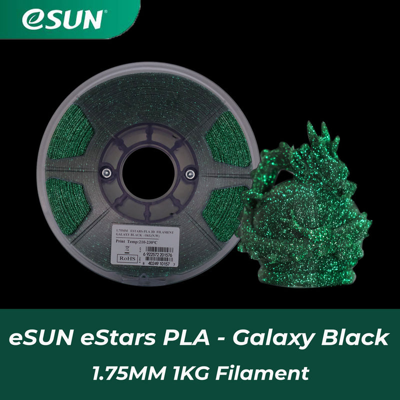 eSun eStars Galaxy Black PLA Filament 1.75mm 1kg Spool - Digitmakers.ca