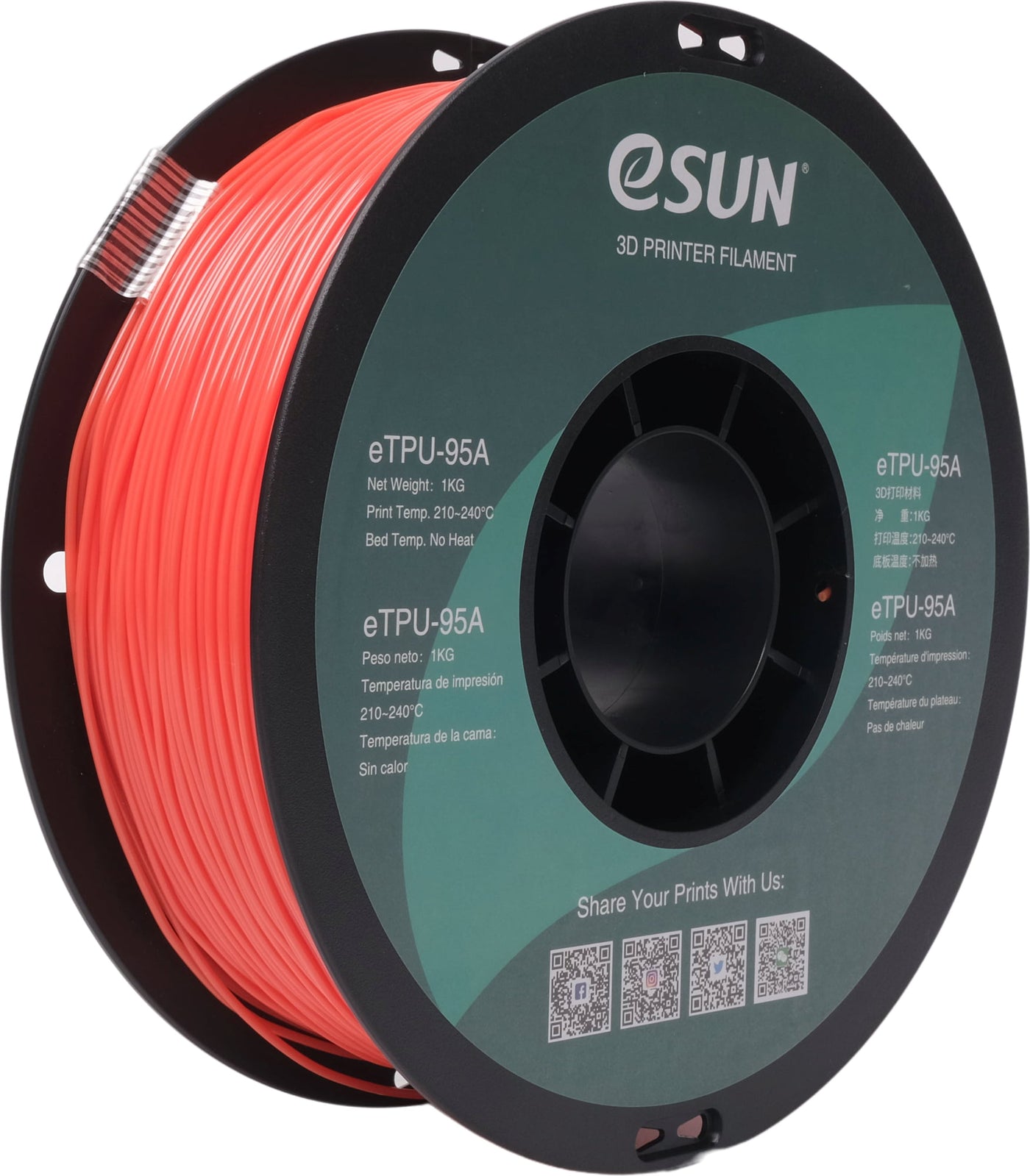 eSun TPU-95A filament, 1.75mm, Color Change by Temp, 1kg/roll ...
