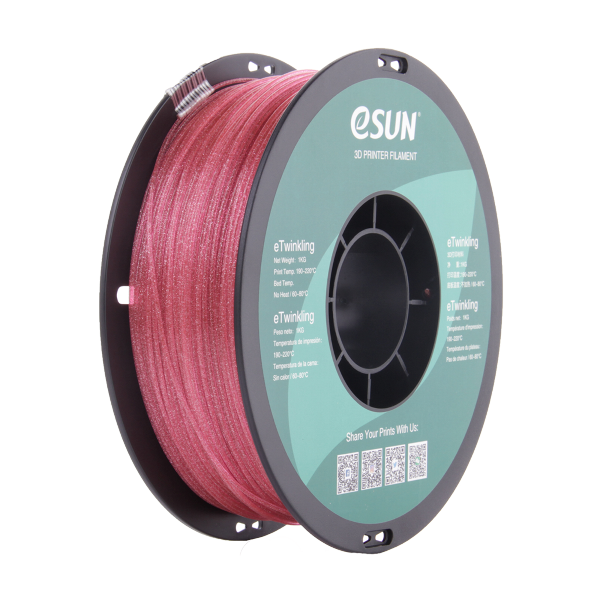 ESun eTwinkling PLA Filament 1.75mm 1kg-Various Colors - Digitmakers.ca